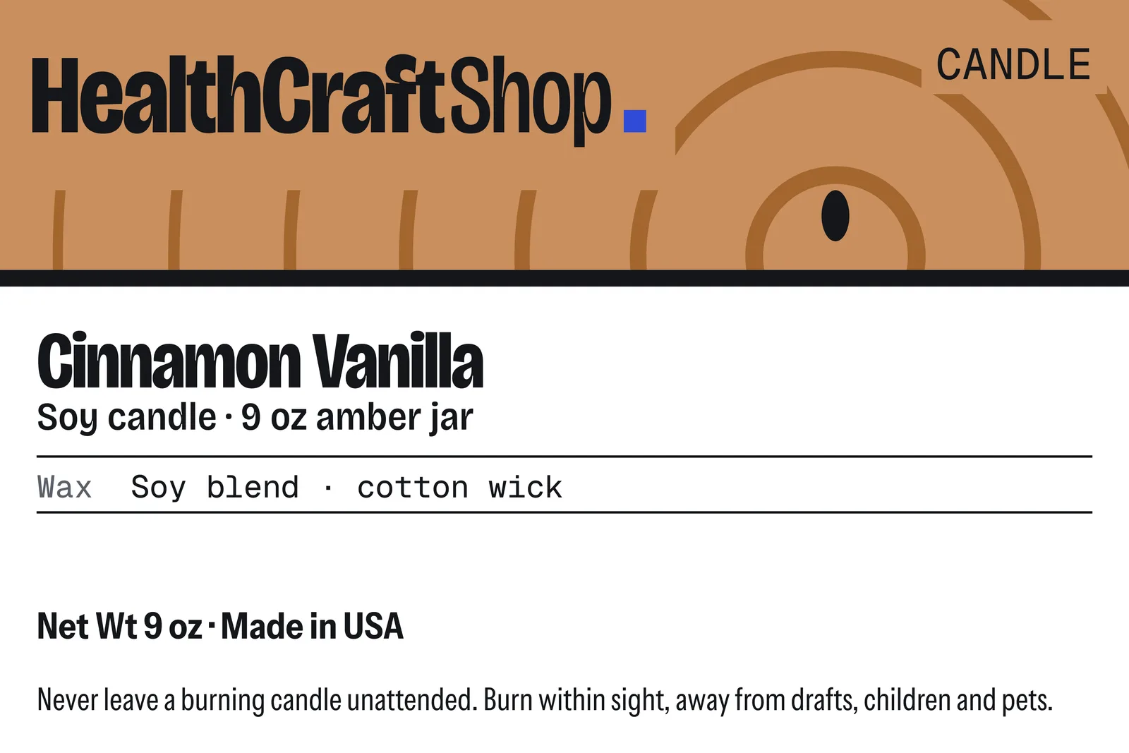 Printed label artwork for HealthCraftShop Cinnamon Vanilla