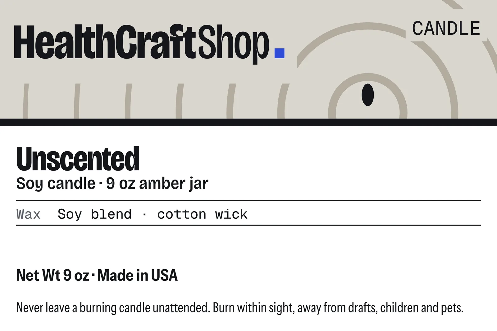 Printed label artwork for HealthCraftShop Unscented