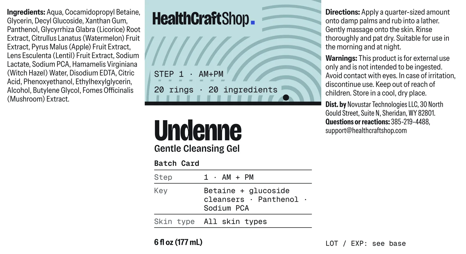 Printed label artwork for HealthCraftShop Undenne